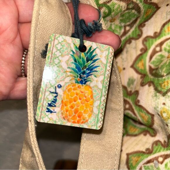 Paul Brent Embellished Pineapple Print Zipper Closure Crossbody Purse Bag - Picture 6 of 11